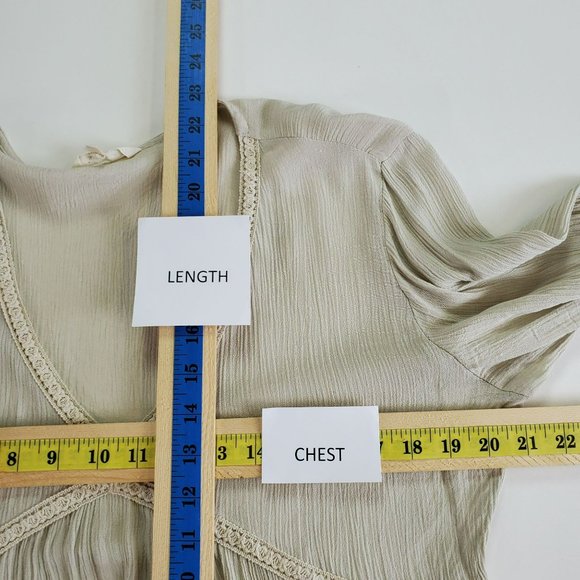 Sim & Sam Cream/Ivory Long Sleeve Tunic Top Womens Sz L Peasant Boho Cottagecore - Picture 9 of 10